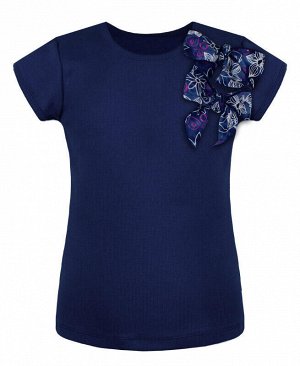 Синяя футболка (блузка) для девочки Цвет: тёмно-синий