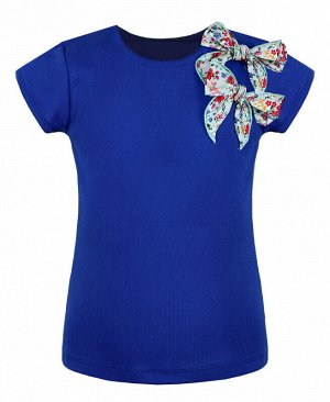 Синяя футболка(блузка) для девочки с бантами Цвет: синий