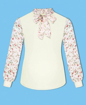 Молочная блузка для девочки с шифоном Цвет: молочный