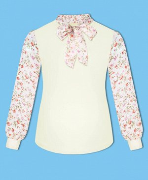 Молочный джемпер (блузка) для девочки с шифоном Цвет: молочный