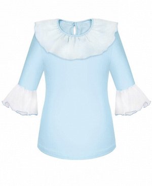 Голубой школьный Джемпер (блузка) для девочки Цвет: голубой