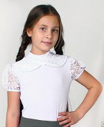Водолазка(блузка) приталенного силуэта с гипюром Цвет: белый