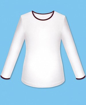 Школьный джемпер (блузка) для девочки с бордовой окантовкой Цвет: белый