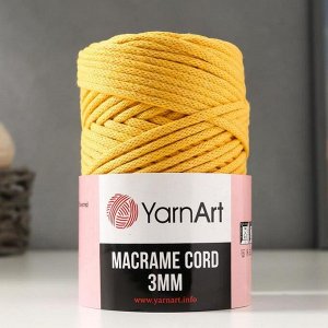 Пряжа "Macrame Cord"  60% хлопок, 40% вискоза/полиэстер 3 мм 85м/250гр (764 св. жёлтый)