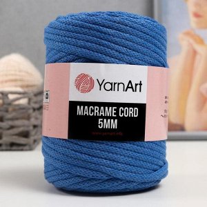 Пряжа "Macrame Cord"  60% хлопок, 40% вискоза/полиэстер 5 мм 85м/500гр (786 ярк.синий)