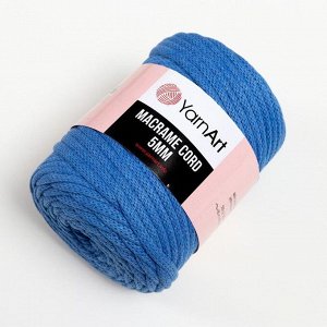 Пряжа "Macrame Cord"  60% хлопок, 40% вискоза/полиэстер 5 мм 85м/500гр (786 ярк.синий)