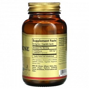 Solgar, Восстановленный L-глутатион, 250 мг, 60 растительных капсул