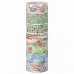 Клейкие WASHI-ленты для декора &quot;Микс №1&quot;, 15 мм х 3 м, 7 цветов, рисовая бумага, ОСТРОВ СОКРОВИЩ, 661709
