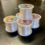 Резинка для браслетов повышенной прочности, белая, White Elastic Beading String, катушка, 0,5мм, 60м
