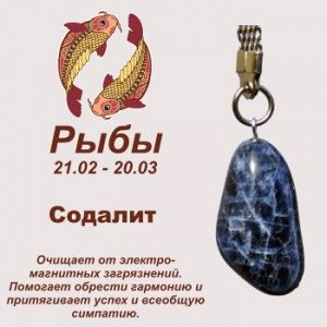 Символ с брелоком "Рыбы" - Содалит, нат. камень