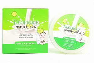 Крем для лица и тела молочный с экстракт огурца Deoproce Natural Skin Milk Cucumber Nourishing Cream