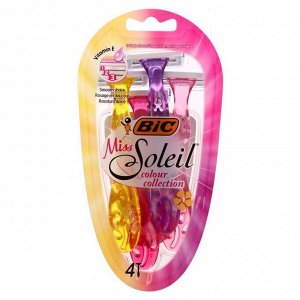 Бpuтвa женckaя BIC Miss Soleil Colour Collection, 3 лезвuя, 4 шт