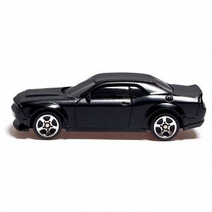 Машина металлическая Dodge Challenger SRT, масштаб 1:64, цвет черный матовый