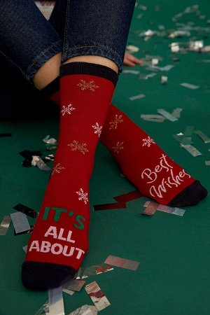 Набор из 2 хлопковых длинных женских носков с рождественской тематикой