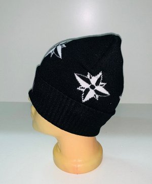 Шапка Черная шапка с Розой Ветров  №1565