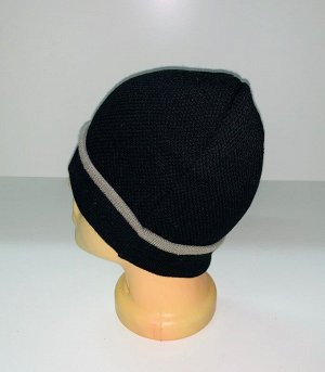 Шапка Черная шапка с серой полосой  №115