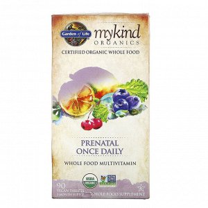 Garden of Life, MyKind Organics, пренатальные мультивитамины, одна таблетка в день, 90 веганских таблеток