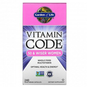 Garden of Life, Vitamin Code, для женщин старше 50 лет, мультивитамины из цельных продуктов, 240 вегетарианских капсул