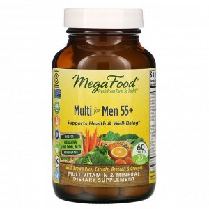 MegaFood, Multi for Men 55+, мультивитамины для мужчин старше 55 лет, 60 таблеток