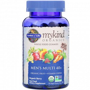 Garden of Life, MyKind Organics, Multi 40+ для мужчин, органические ягоды, 120 веганских жевательных капель