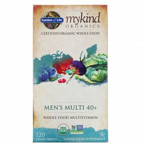 Garden of Life, MyKind Organics, мультивитамины из цельных продуктов для мужчин от 40 лет, 120 веганских таблеток