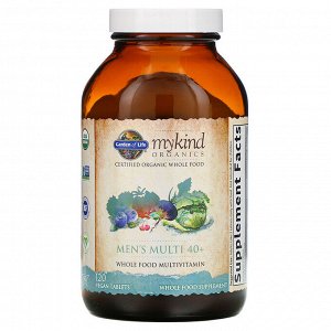 Garden of Life, MyKind Organics, мультивитамины из цельных продуктов для мужчин от 40 лет, 120 веганских таблеток