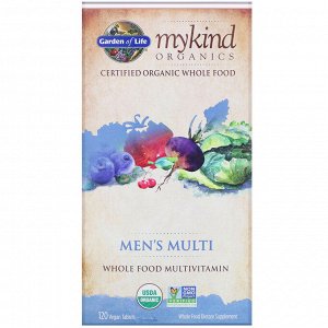 Garden of Life, MyKind Organics, мультивитамины для мужчин, цельный мультивитамин, 120 растительных таблеток