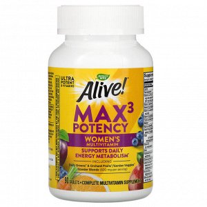 Nature's Way, Alive! Max3 Daily, мультивитамины для женщин, 90 таблеток