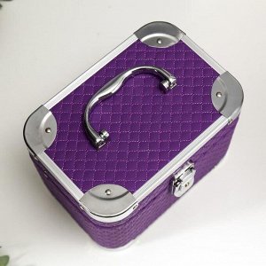 Шкатулка металлокаркас сундучок "Фиолетовая клетка с пайетками" 14,5х21х14,5 см