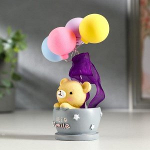 Сувенир полистоун "Мишка в кружке с воздушными шариками"  МИКС 11,7х6х6 см