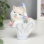 Сувенир керамика &quot;Котёнок в корзинке&quot; 10,7х8,3х5,2 см