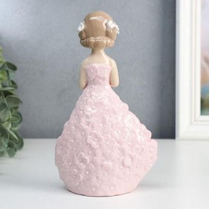 Сувенир керамика "Девочка в платье с розовыми цветами" 19х6.3х11 см