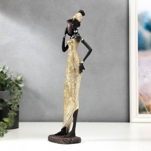 Сувенир полистоун "Африканка с кувшином в платье с пальмовыми листьями" МИКС 34,5х9,5х7,4 см 51204