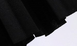 Плиссированная трикотажная юбка с ремнем, черный
