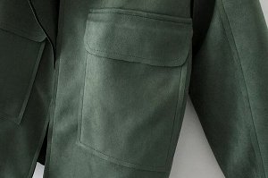 Куртка из эко замши темно-зеленая