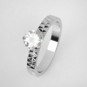 Кольцо "Кристаллик" узоры, цвет белый в серебре, размер 17