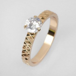 Кольцо "Кристаллик" узоры, цвет белый в золоте, размер 18