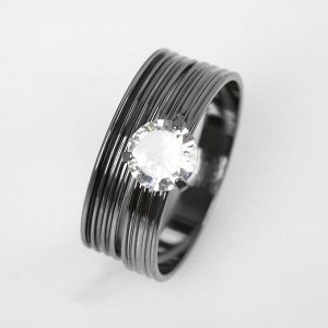 Кольцо "Кристаллик" линии, цвет белый в сером металле, размер 17