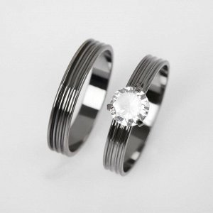 Кольцо "Кристаллик" линии, цвет белый в сером металле, размер 17