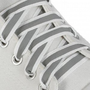 Шнурки для обуви, пара, плоские, со светоотражающей полосой, 10 мм, 110 см, цвет белый 1859409