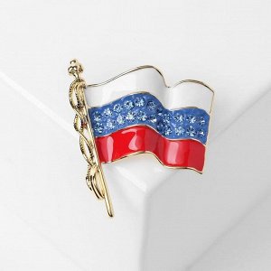 Брошь "Флаг" России, цветная в золоте