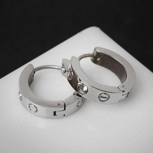 Серьги-кольца "Гайки" d=1,5 см, цвет серебро