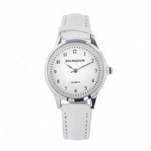 Часы наручные женские "Bolingdun", d=3 см, ремешок экокожа, белые 5200856