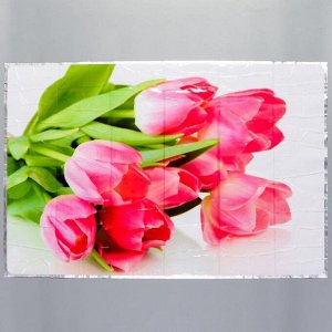Наклейка на кафельную плитку "Розовые тюльпаны на столе" 60х90 см 5365496