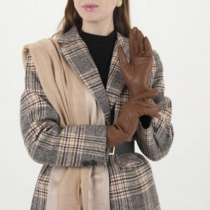 Перчатки женские, размер 6.5, с утеплителем, цвет коричневый