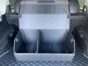 Органайзер L Большой Эко Кожа в багажник авто Черный с черной строчкой Akuma