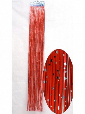 Дождик фольга мелкий со звездами 13 х 100 см цвет красный HS-18-14