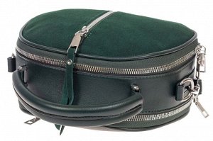 Маленькая сумка-купол из искусственной кожи и натуральной замши, цвет зелёный