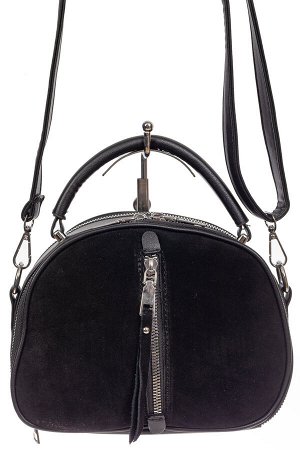 Маленькая сумка-купол из искусственной кожи и натуральной замши, цвет чёрный