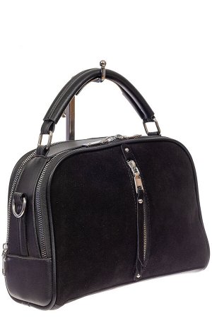 Женская сумка-купол из комбинированных материалов, цвет чёрный